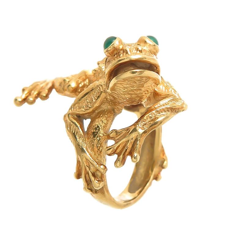 Kurt Wayne Gem Set Yellow Gold Whimsical Frog Ring For Sale at 1stDibs ...