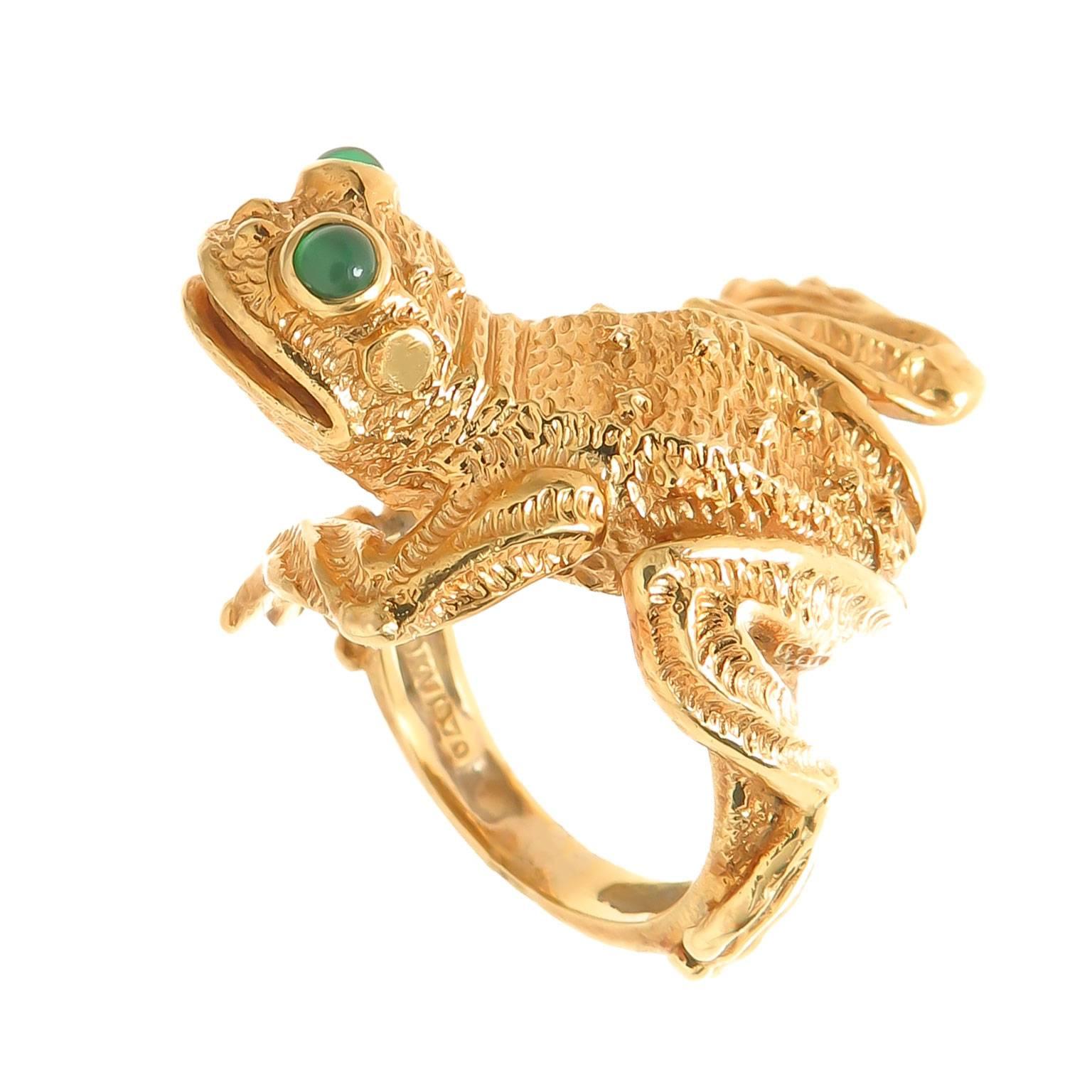 Kurt Wayne Gem Set Yellow Gold Whimsical Frog Ring For Sale at 1stDibs ...