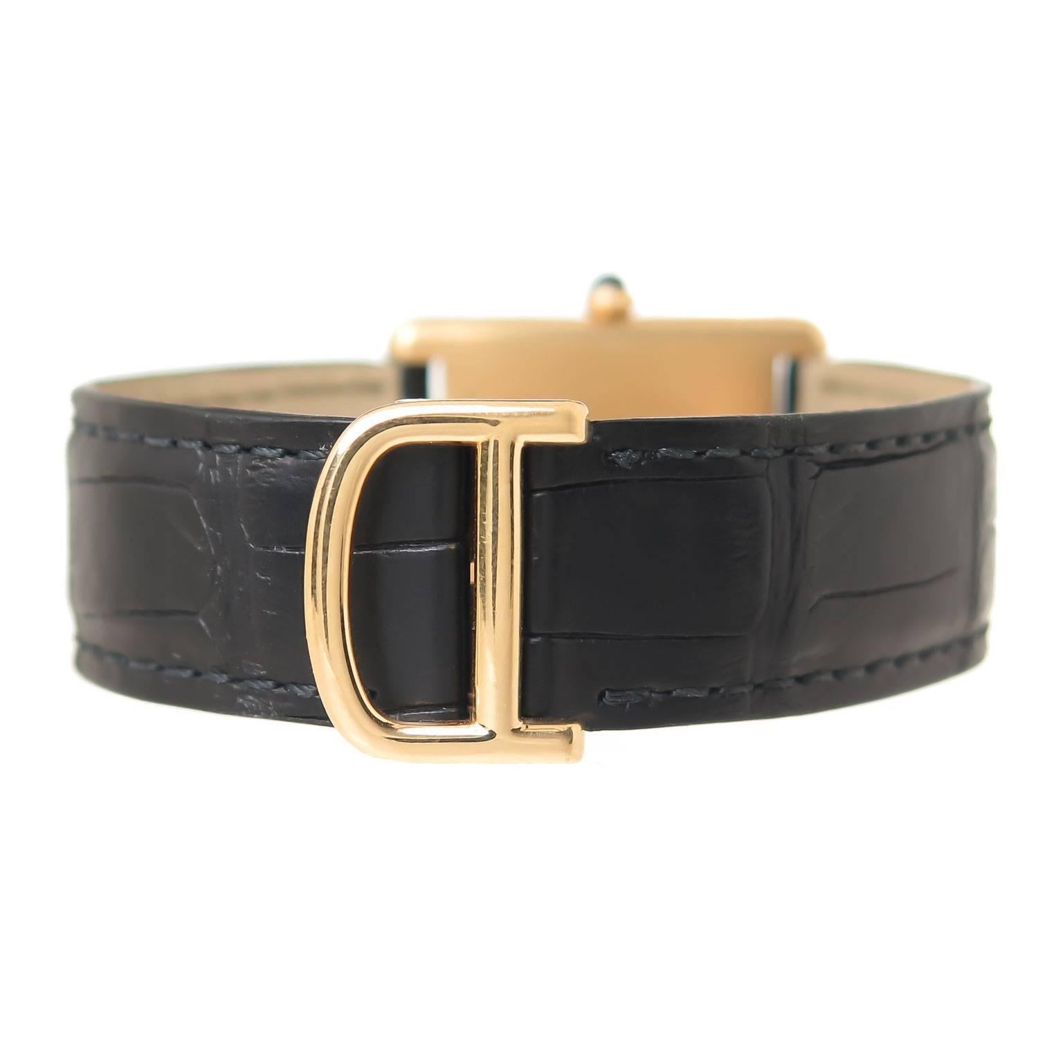 Cartier Yellow Gold Classic Tank Manual Wind Wristwatch In Excellent Condition In Chicago, IL