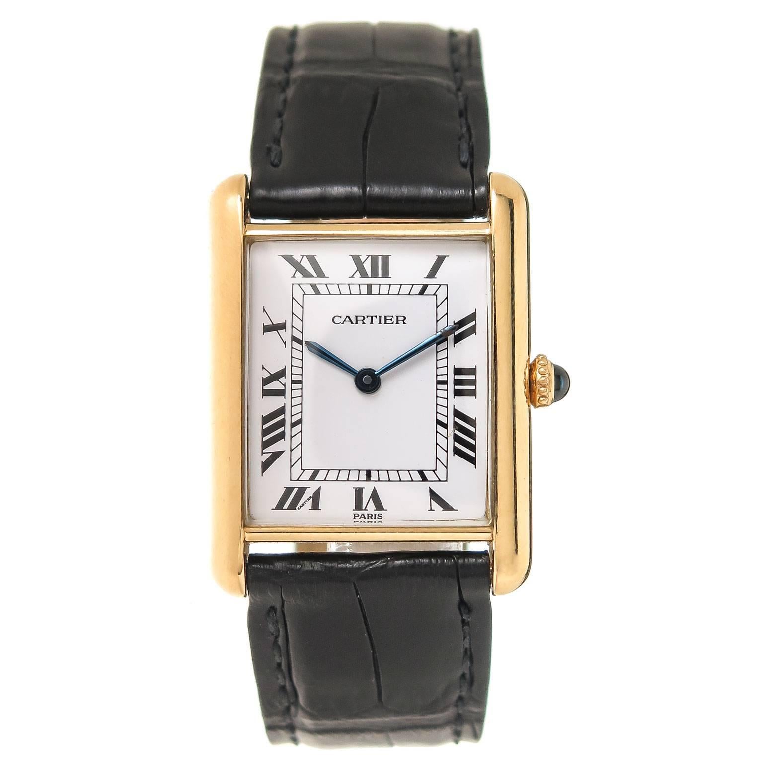 Cartier Yellow Gold Classic Tank Manual Wind Wristwatch