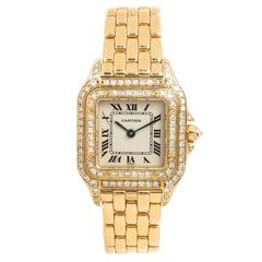 Cartier Ladies Yellow Gold Diamond Panther Quartz Wristwatch