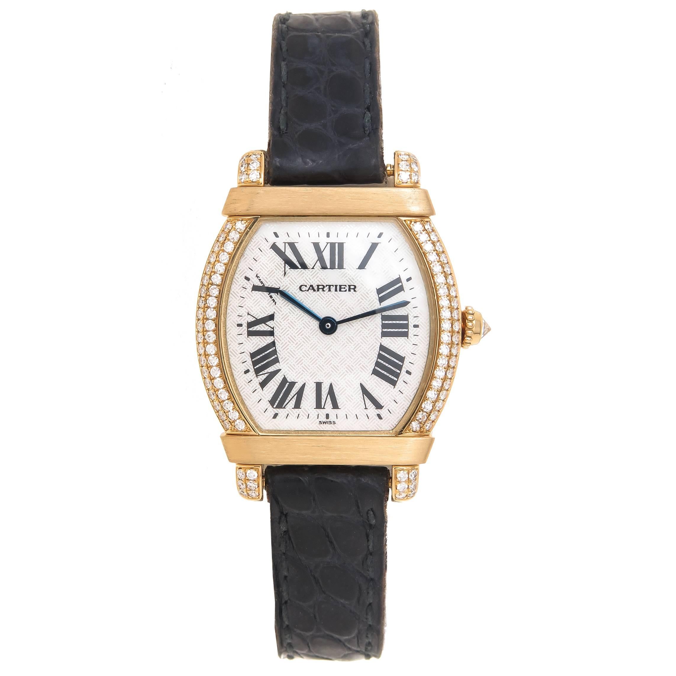 Cartier Ladies Yellow Gold Diamond Tortue Chinoise Quartz Wristwatch at ...