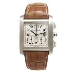 Cartier Stainless Steel Tank Francaise Yearling Chronograph Quartz Wristwatch