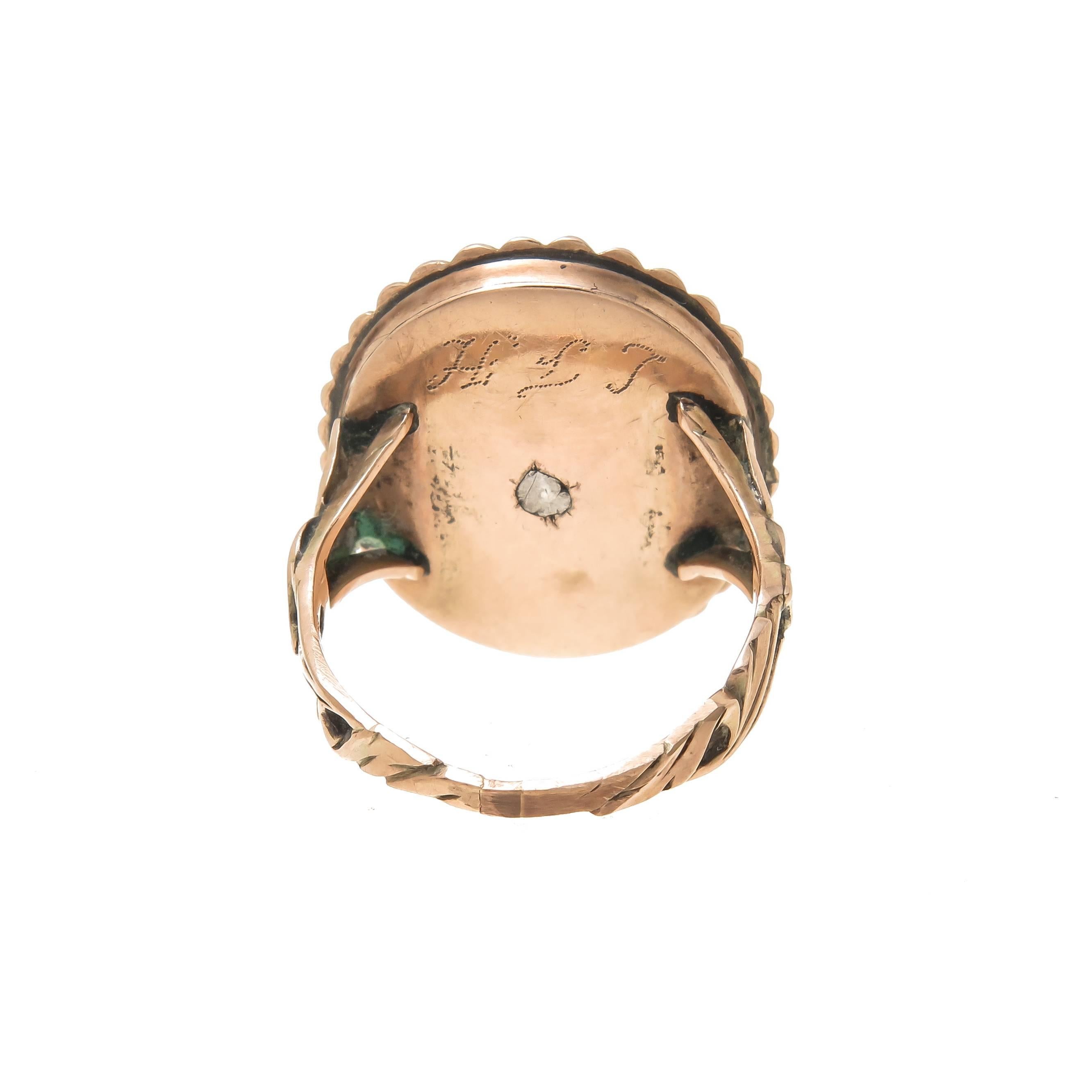 Women's Georgian Gold and Miniature Painting Mourning Ring