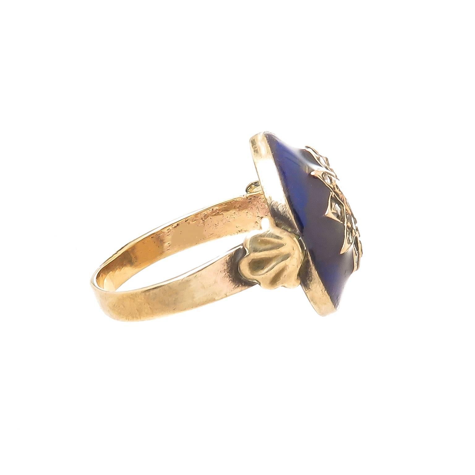 George III Georgian Enamel Diamond Gold Ring
