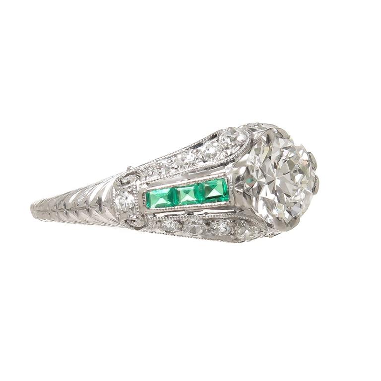 Diamond Platinum Engagement Ring, 1920s For Sale at 1stDibs