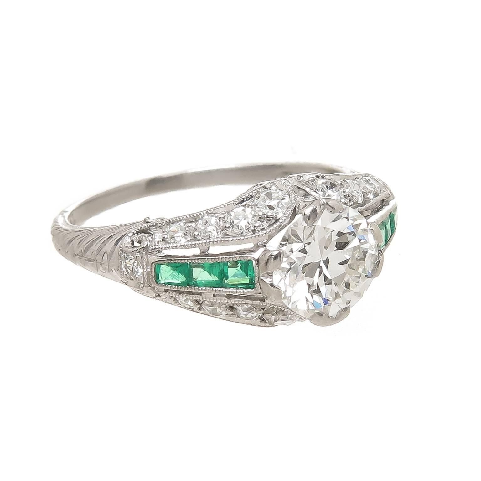 Art Deco Diamond Platinum Engagement Ring, 1920s