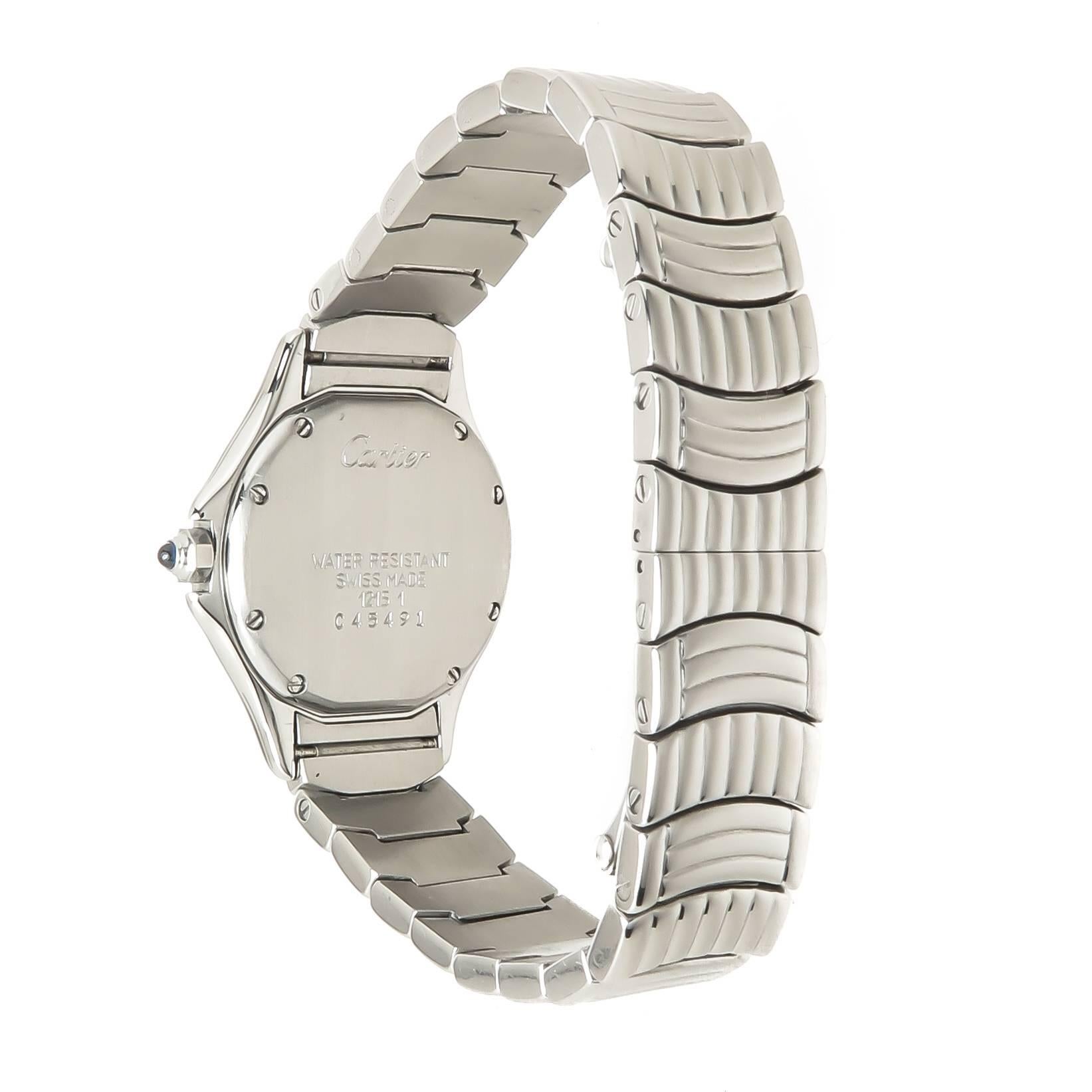Cartier Ladies Stainless Steel Santos Ronde Quartz Wristwatch In Excellent Condition In Chicago, IL