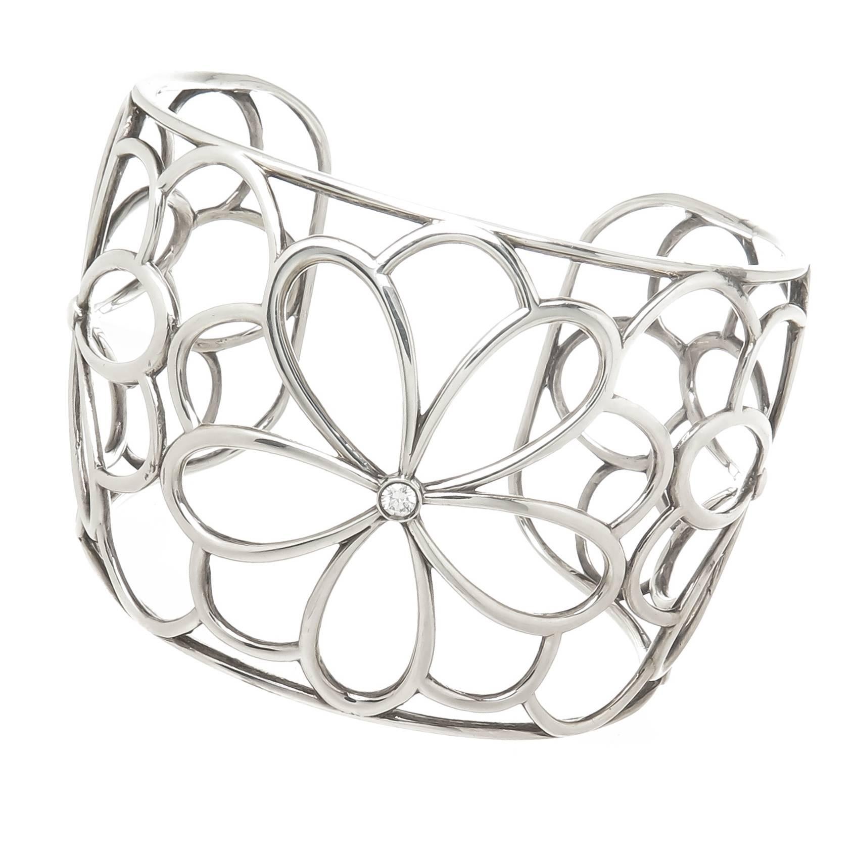 Tiffany 
Co. Silver and Diamond Garden Cuff Bracelet