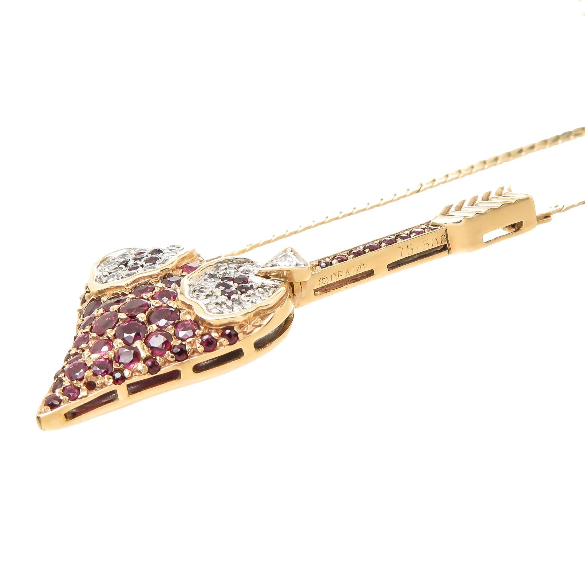 Art Deco Erte Beauty of the Beast Ruby Diamond Gold Necklace