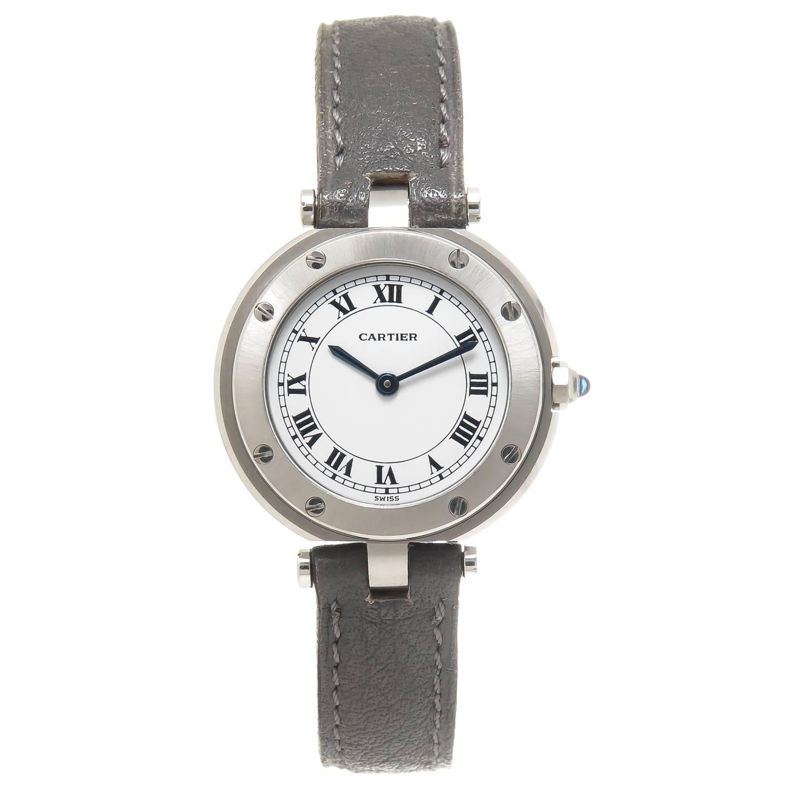 Cartier Ladies Stainless Steel Santos Ronde Collection Quartz Wristwatch