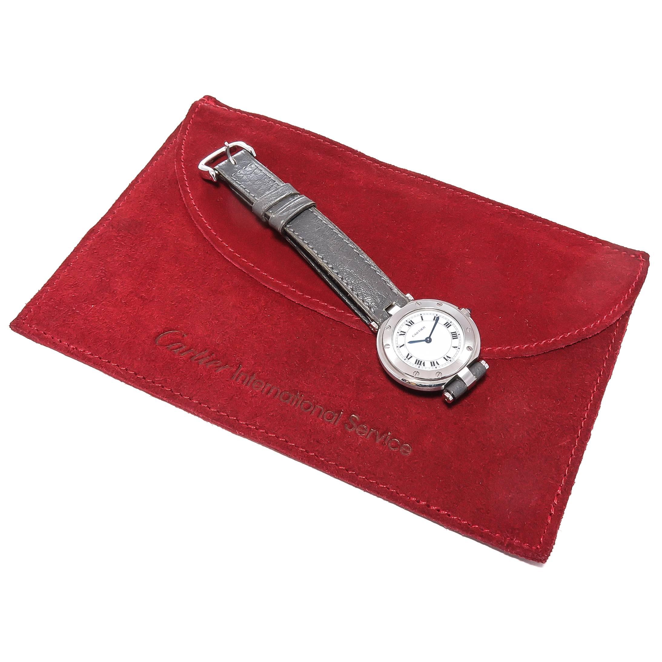 Cartier Ladies Stainless Steel Santos Ronde Collection Quartz Wristwatch 1