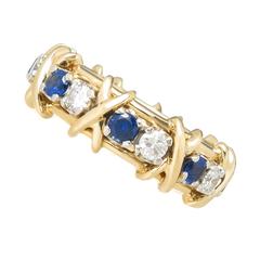 Tiffany & Co. Schlumberger Diamond Sapphire Classic X Band Ring