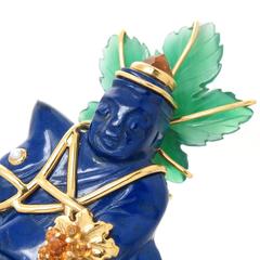 Seaman Schepps  Gemstone Chessman Clip Brooch