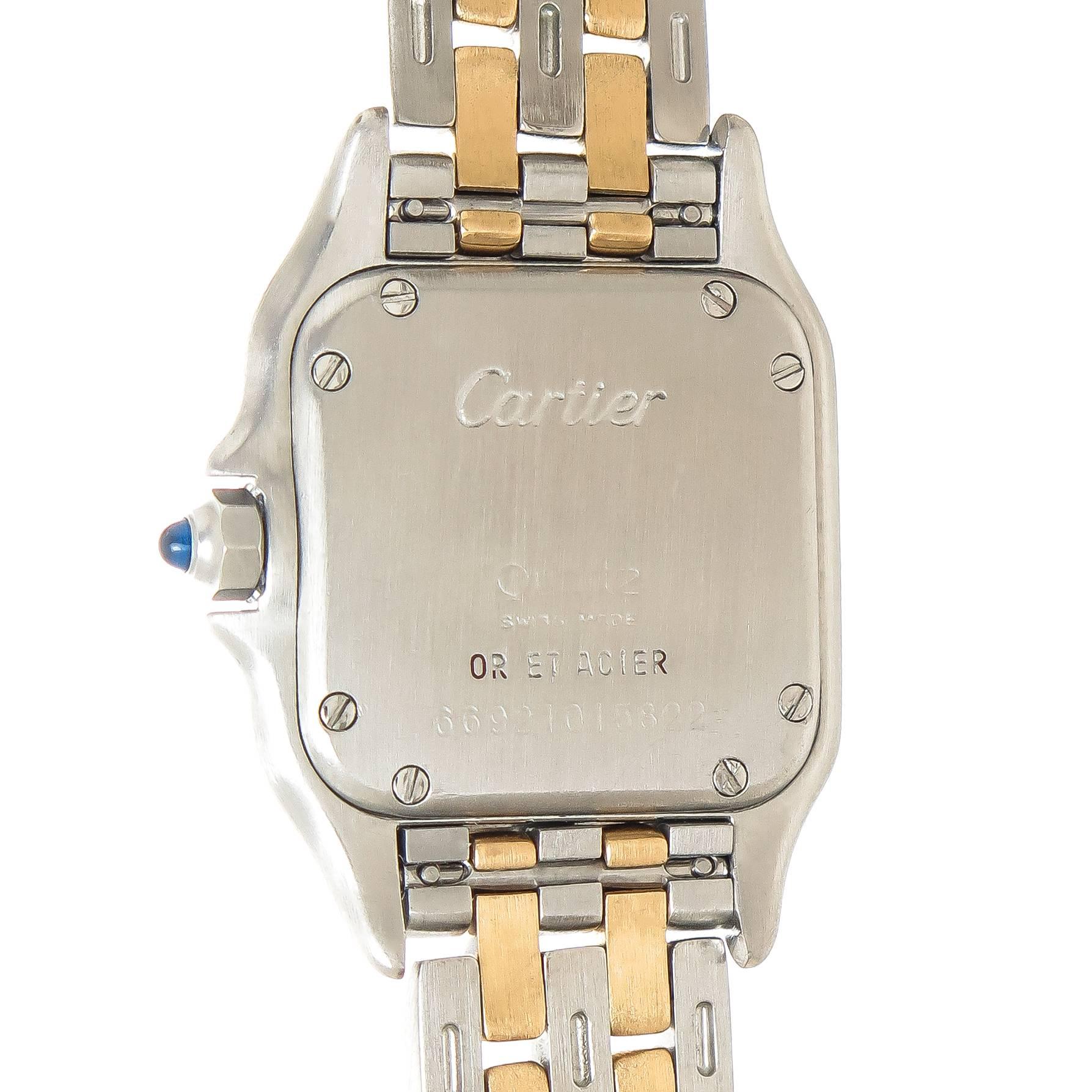 Cartier Panther Yellow Gold and Steel Ladies Quartz Watch In Excellent Condition In Chicago, IL