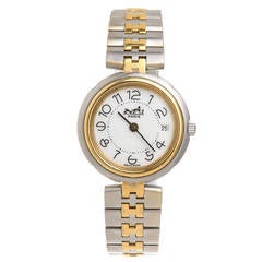 Vintage Hermes Lady's Stainless Steel Clipper Date Quartz Wristwatch