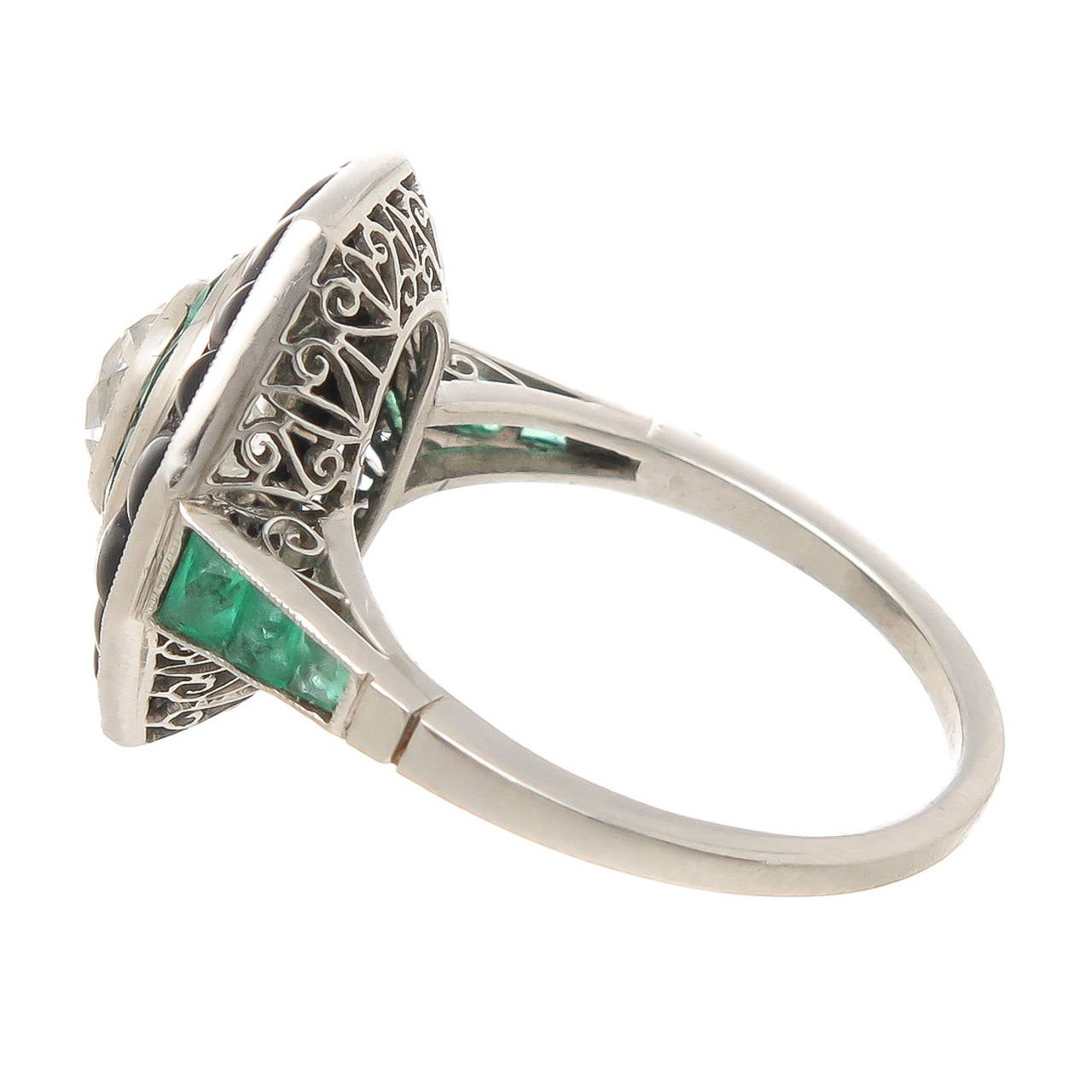 Revival Cushion Cut Diamond Emerald Onyx Target Ring