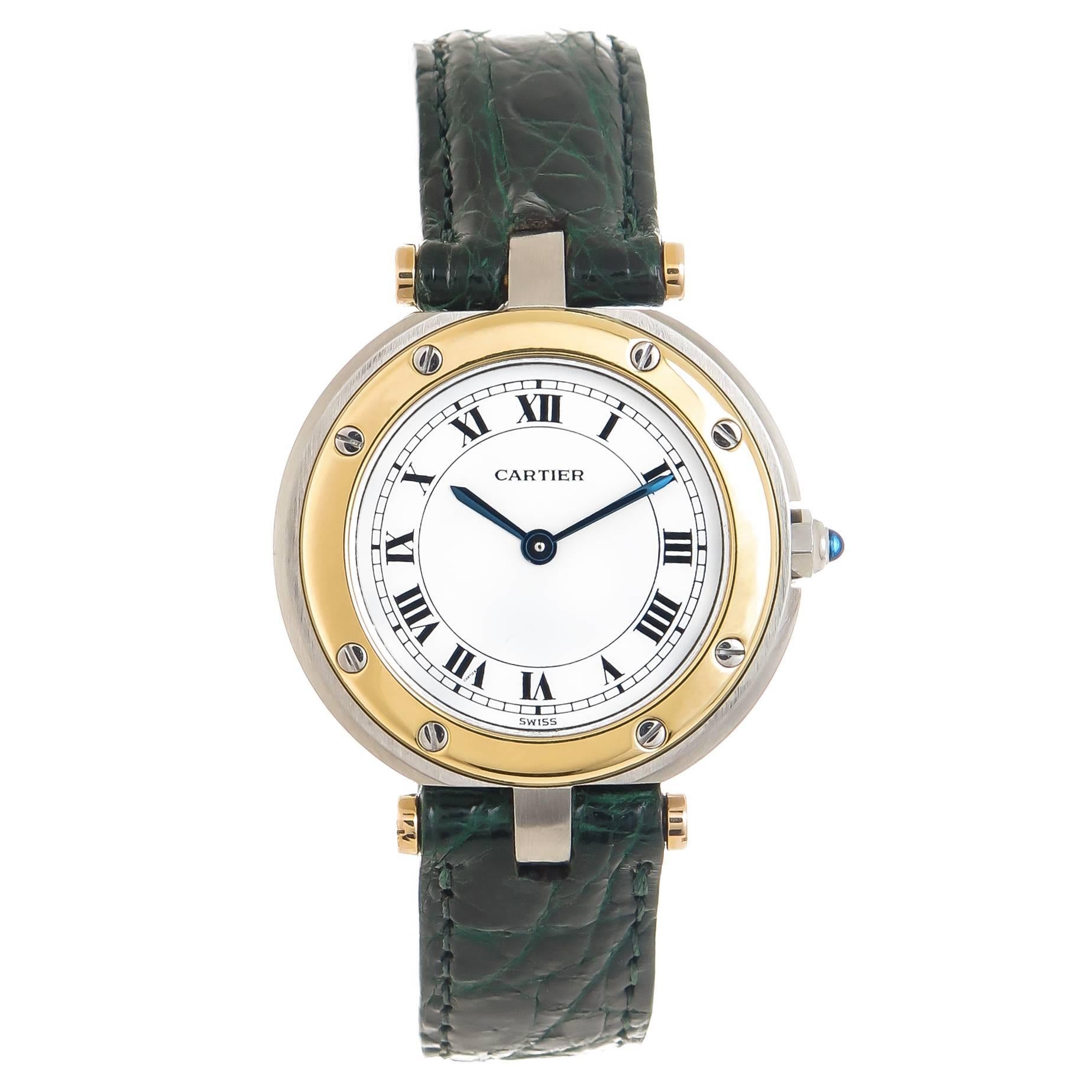 Cartier Ladies Yellow Gold Stainless Steel Santos Ronde Quartz Wristwatch