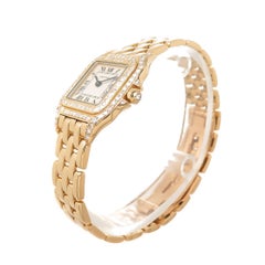 Cartier Ladies Yellow Gold Factory Diamond Panther Quartz Wristwatch
