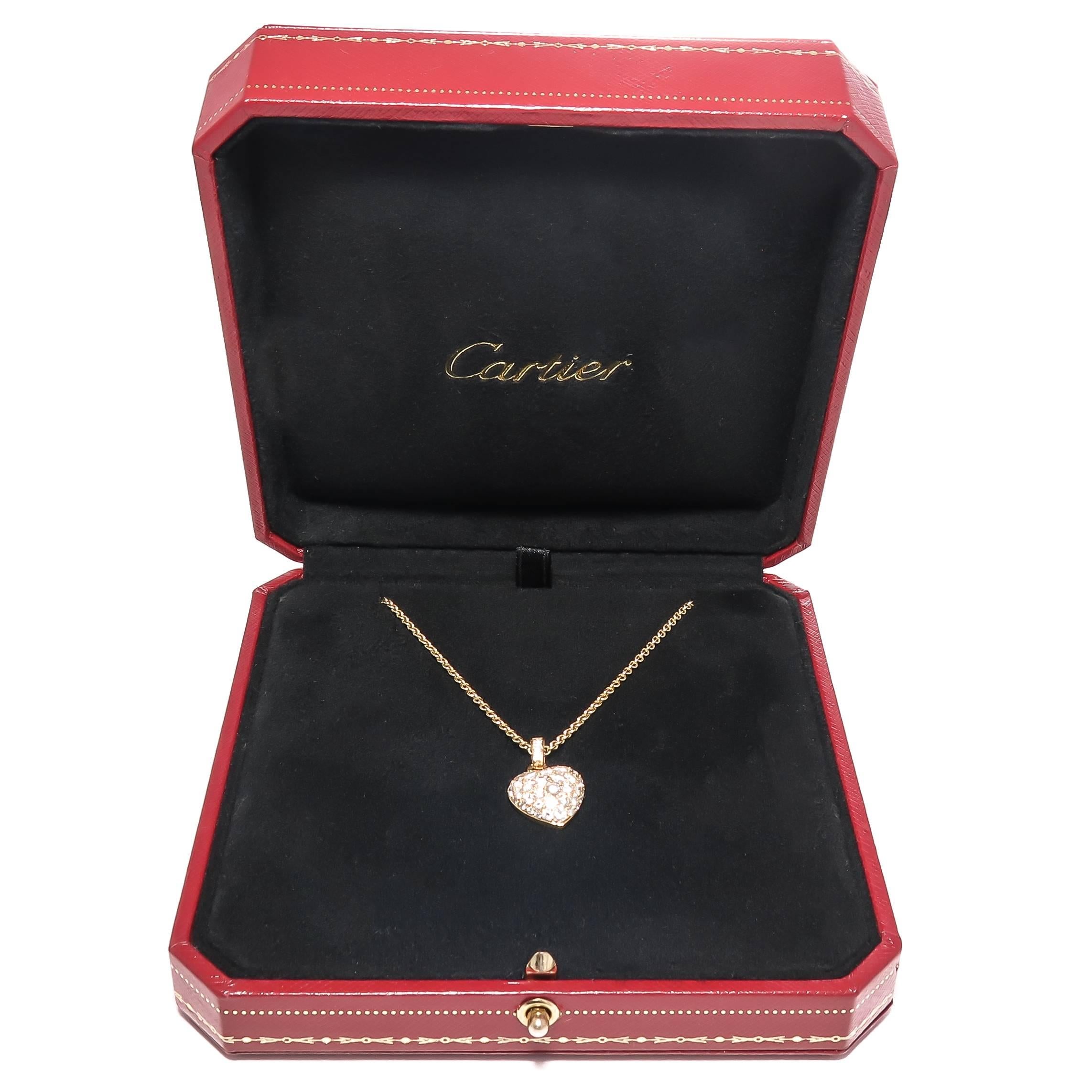 Cartier Diamond Pave Heart Pendant Necklace 3