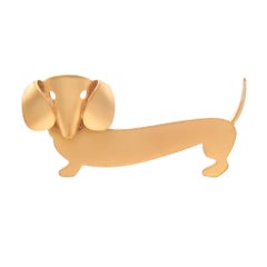 Vintage Gold Vermeil Dachshund Dog Brooch