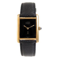 Cartier Gold Plate Sterling Silver Vermeil Tank Manual Wristwatch, circa 1990s