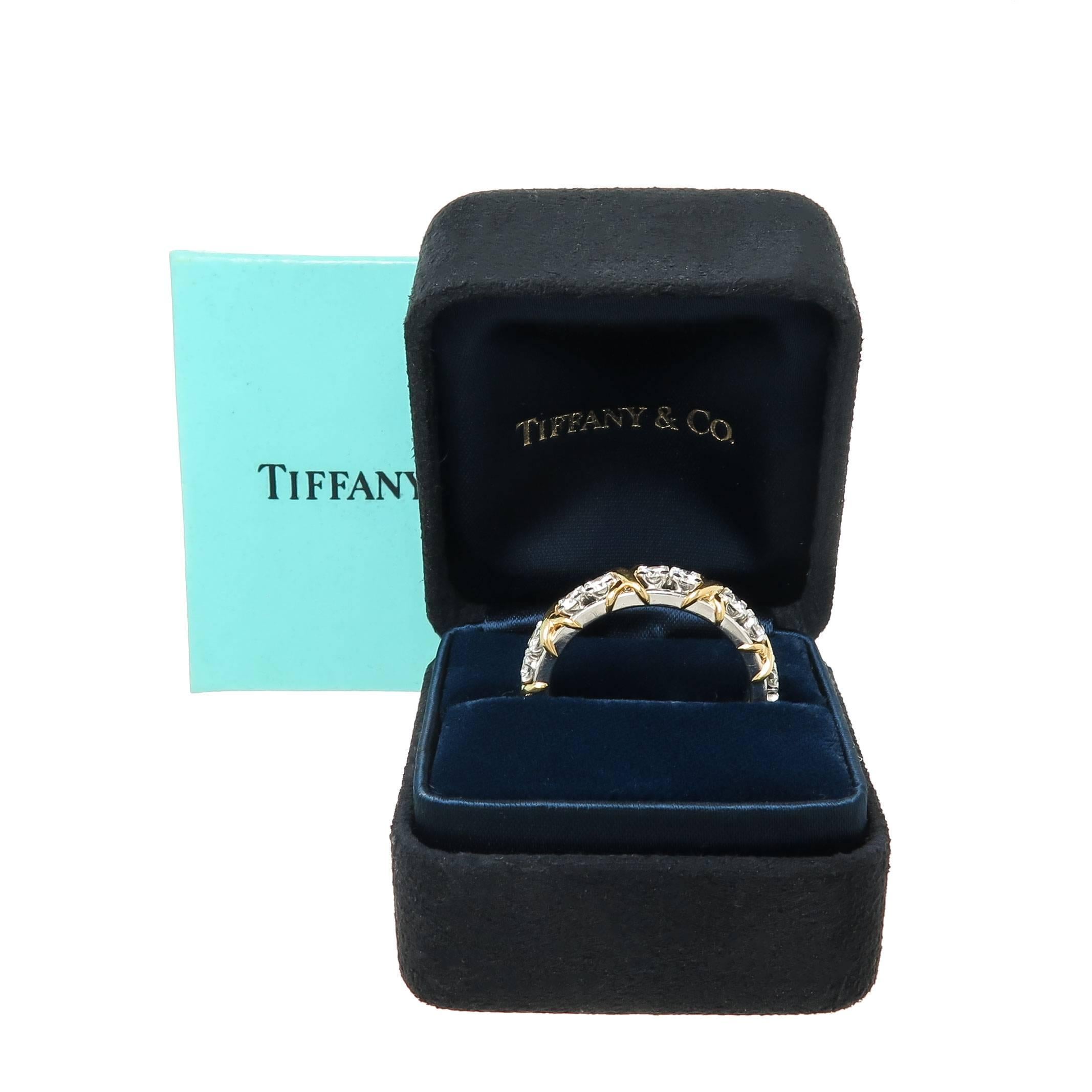 Women's or Men's Tiffany & Co. Schlumberger Diamond Platinum Gold Classic Band Ring
