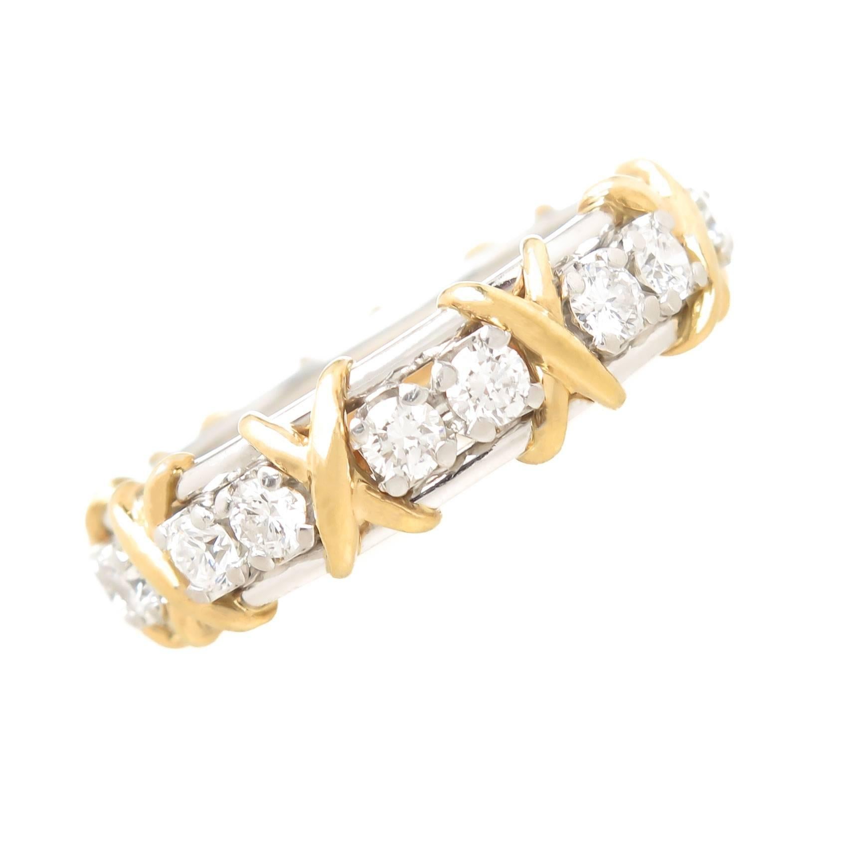 Tiffany & Co. Schlumberger Diamond Platinum Gold Classic Band Ring