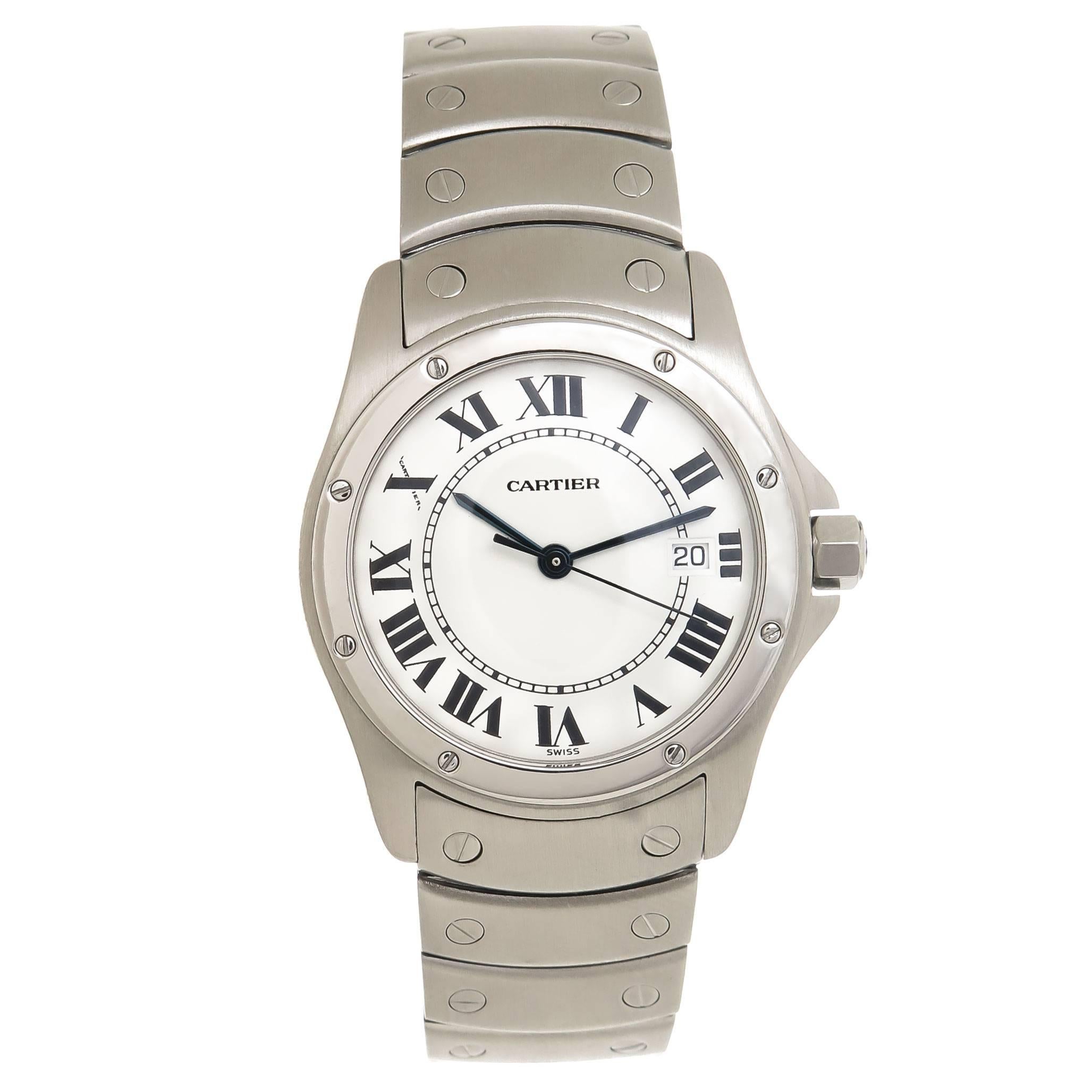 Cartier Stainless Steel Santos Ronde Mid Size Quartz Wristwatch