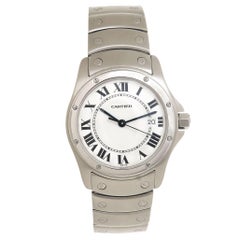 Cartier Edelstahl Santos Ronde Mid Größe Quarz Armbanduhr