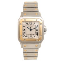Cartier Yellow Gold Stainless Steel Santos Large Quartz Wristwatch