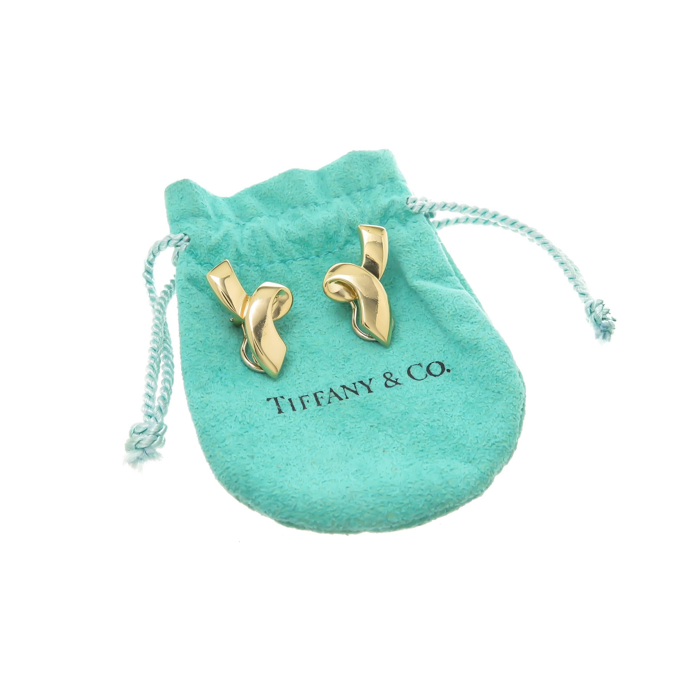 Women's Tiffany & Co. Paloma Picasso Swirl Bow Yellow Gold Earrings