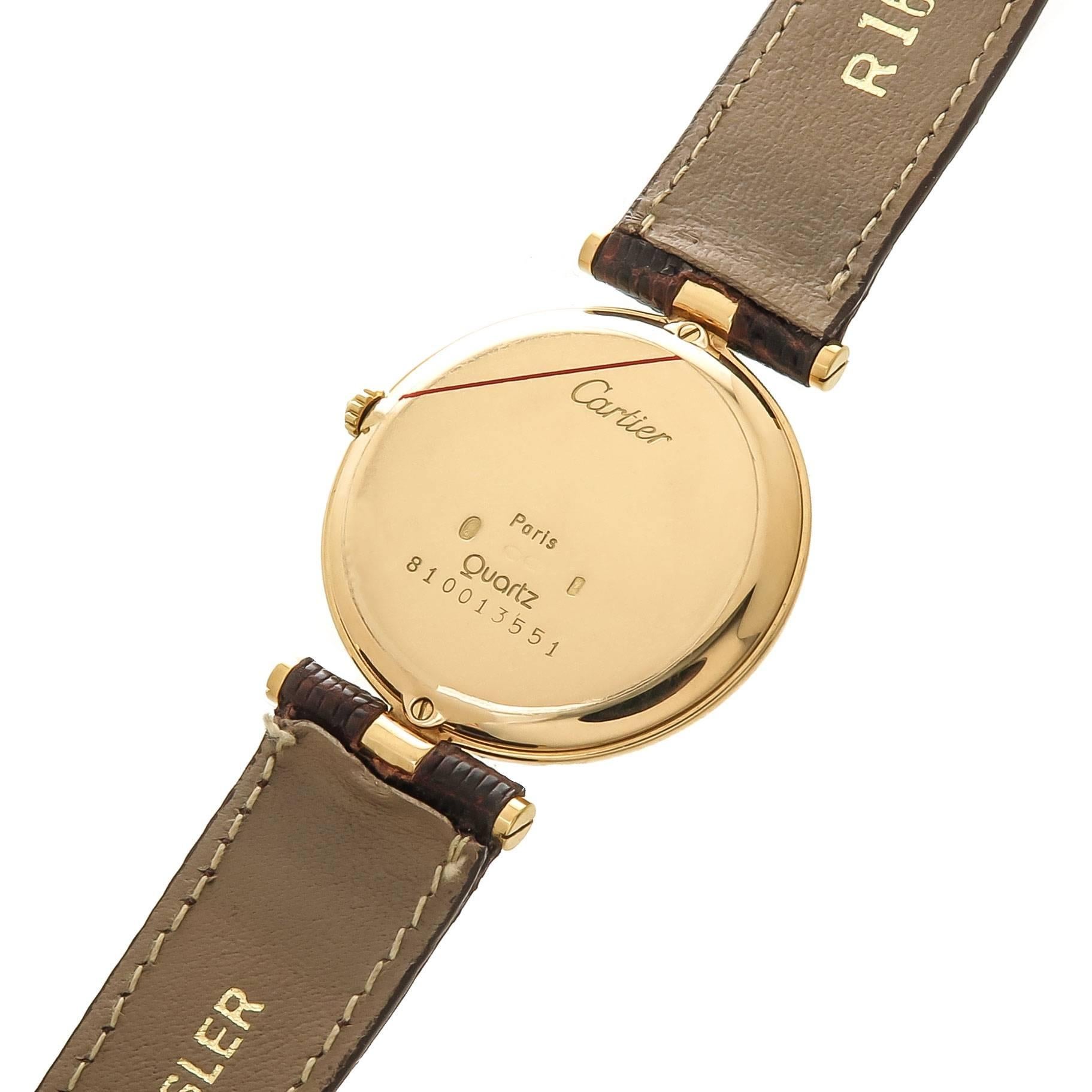 Women's or Men's Cartier Yellow Gold Diamond Large Vendome Collection Quartz Wristwatch