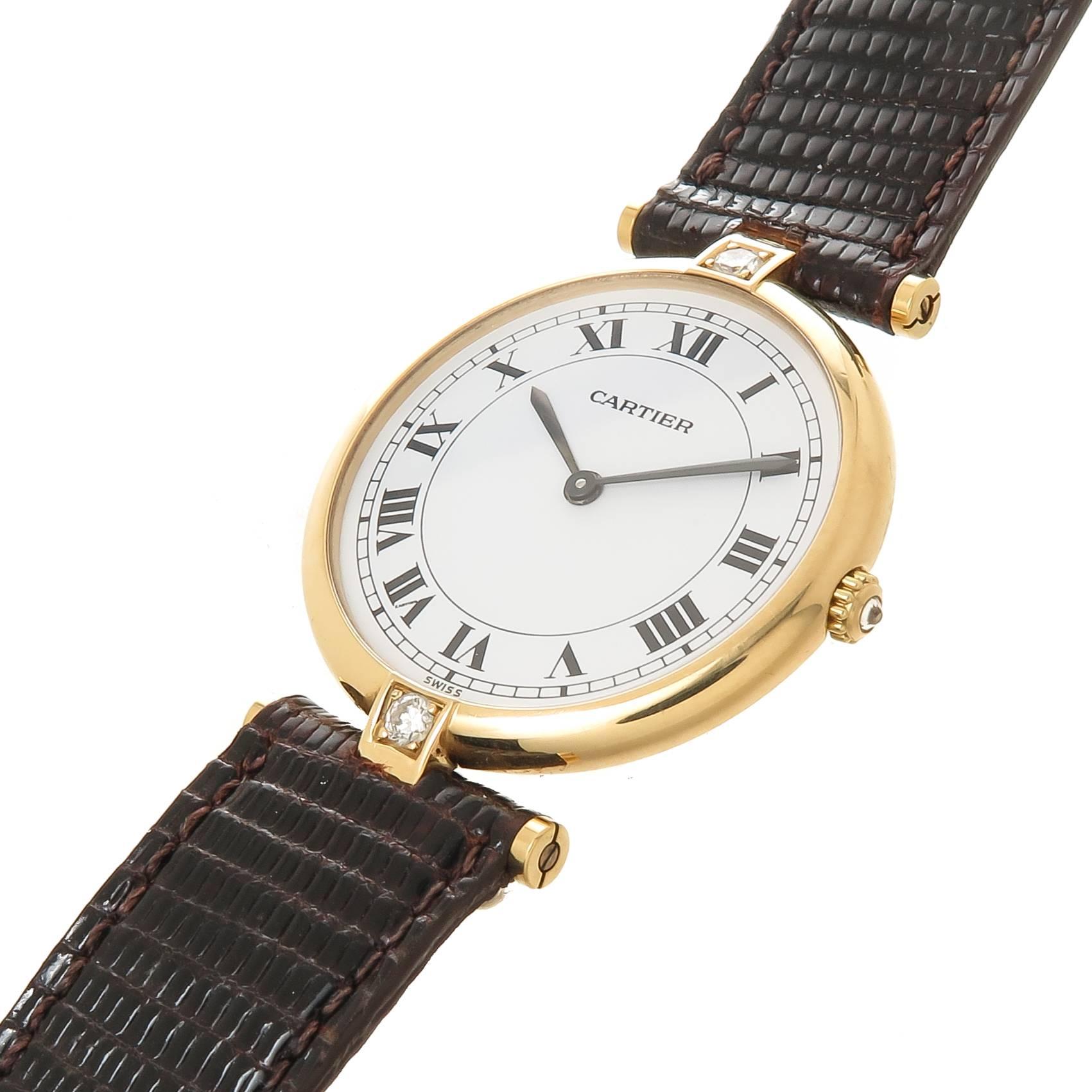 Cartier Yellow Gold Diamond Large Vendome Collection Quartz Wristwatch In Excellent Condition In Chicago, IL