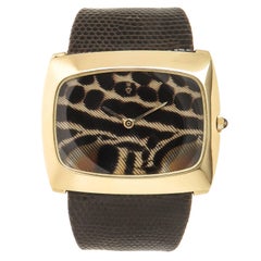 Corum Peacock Feather Dial Oversize Manual Yellow Gold Wristwatch