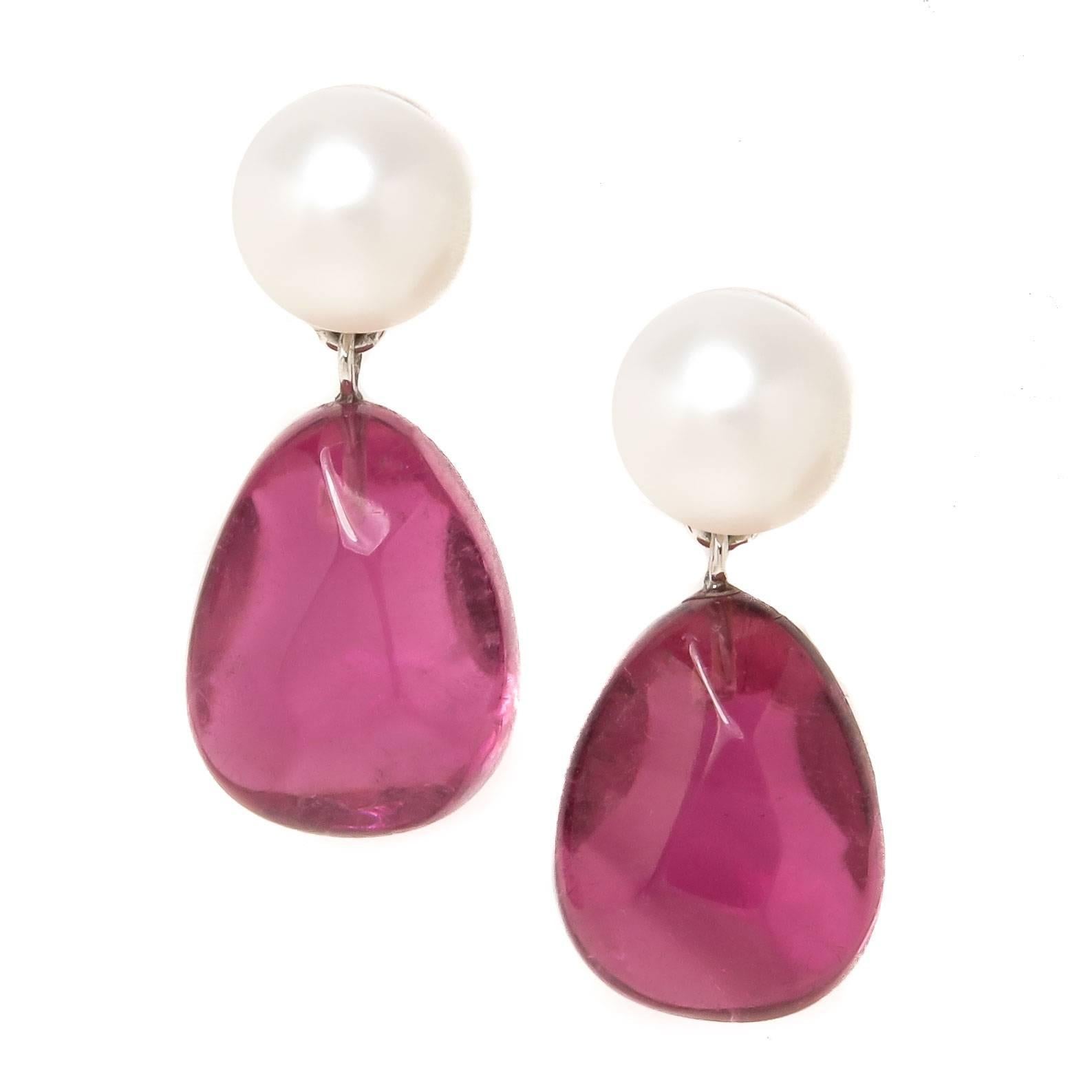 Tiffany & Co. Pearl Tourmaline Gold Earrings