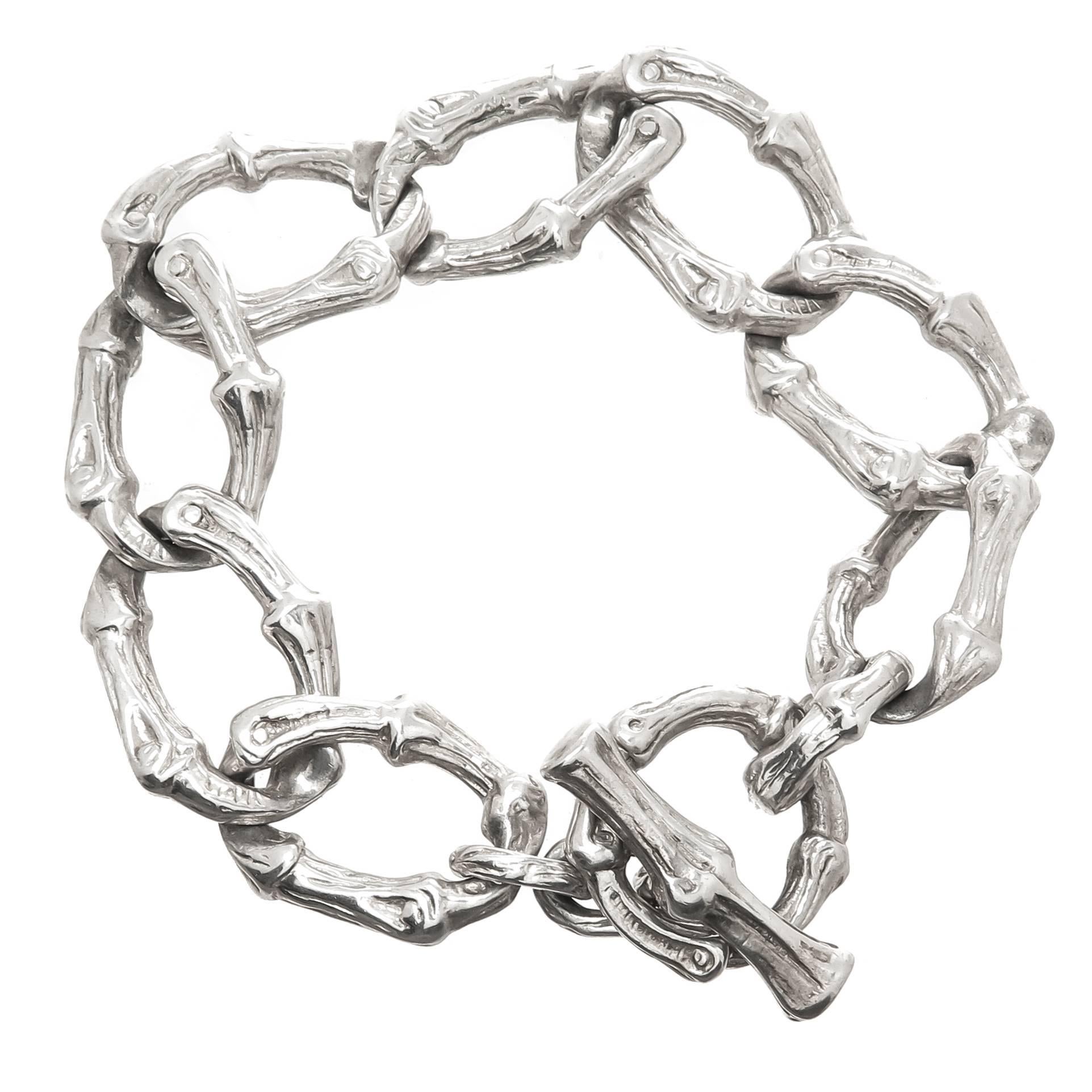 Tiffany & Co. Sterling Silver Bamboo Heavy Link Bracelet