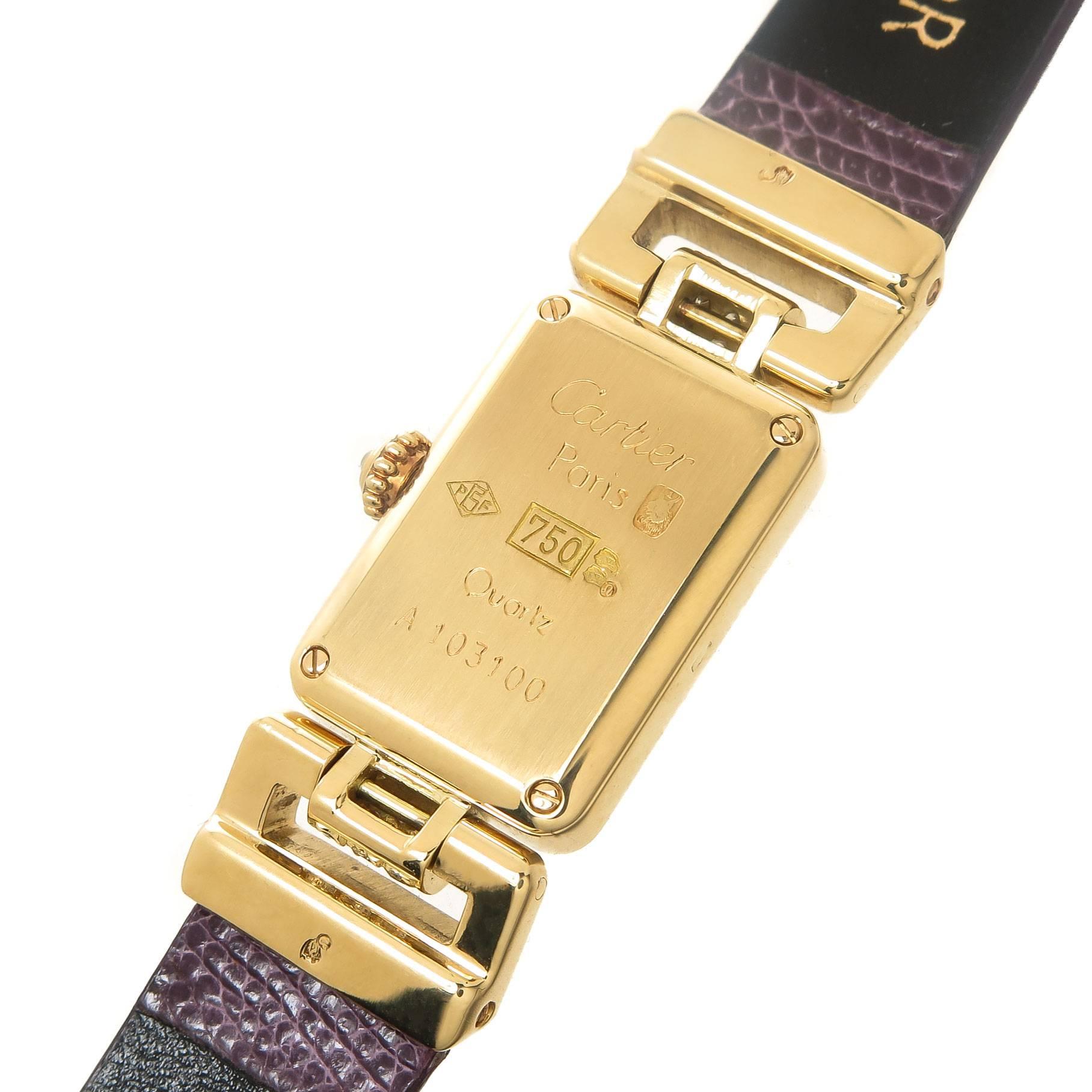 Cartier Ladies Yellow Gold Diamond Set Quartz Wristwatch In Excellent Condition In Chicago, IL