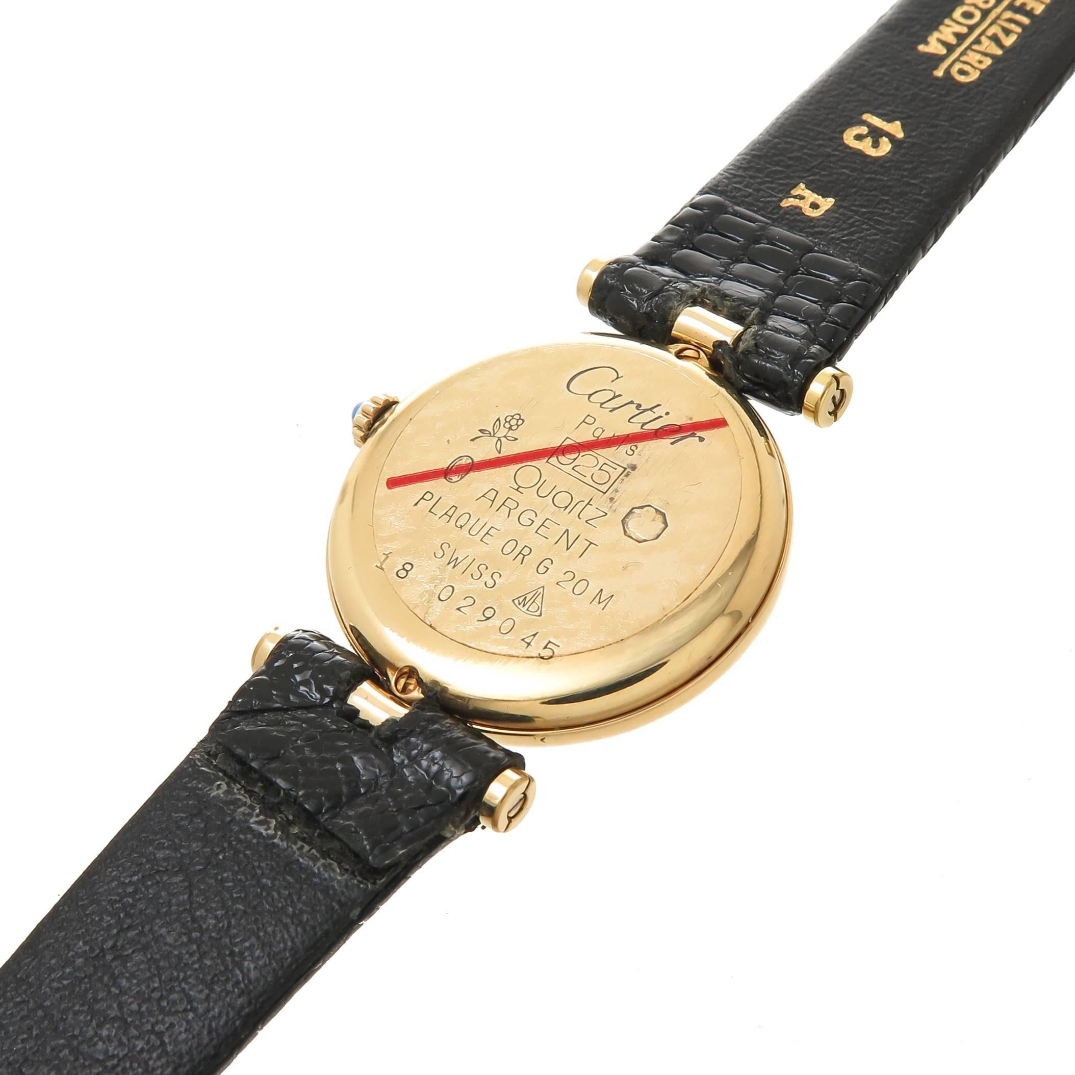 Cartier Ladies Vermeil Vendome Quartz Wristwatch In Excellent Condition In Chicago, IL