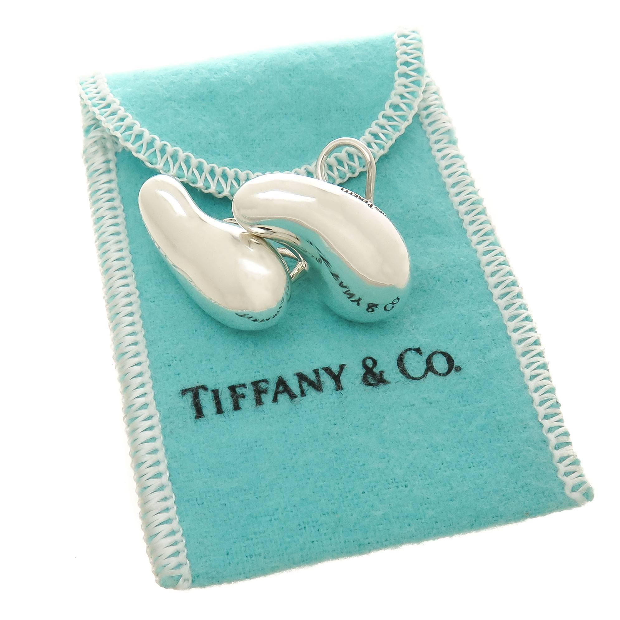 Tiffany & Co. Elsa Peretti Large Sterling Bean Earrings In Excellent Condition In Chicago, IL