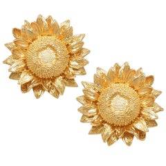 Asprey Yellow Gold Sun Flower Earrings