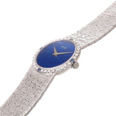 Piaget Ladies White Gold Diamond Sapphire and Lapis Dial Manual Wind Wristwatch