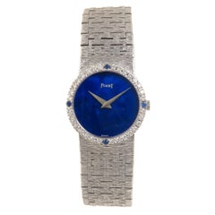 Piaget Ladies White Gold Diamond Sapphire and Lapis Dial Manual Wind Wristwatch