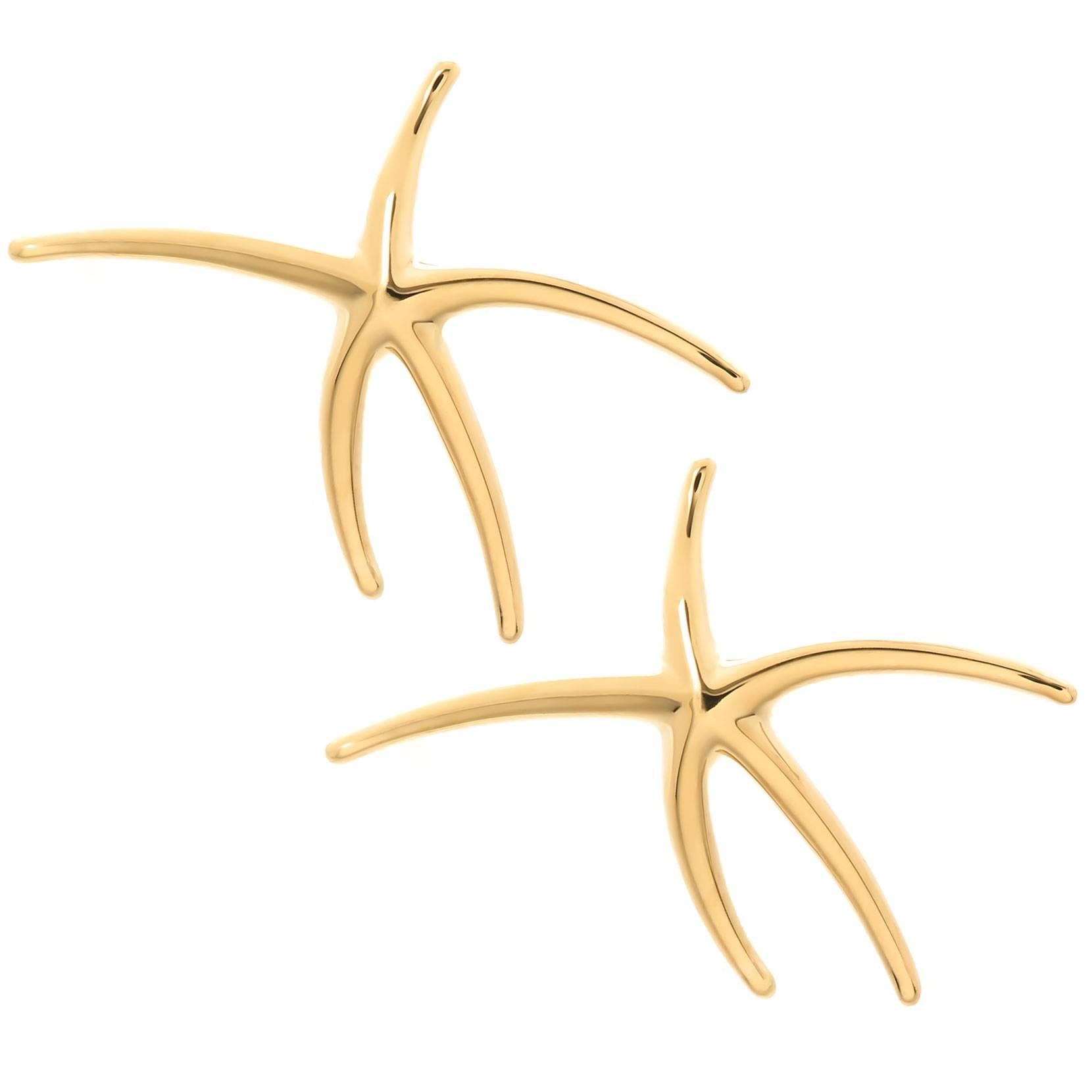 Tiffany & Co. Elsa Peretti Yellow Gold Star Fish Earrings