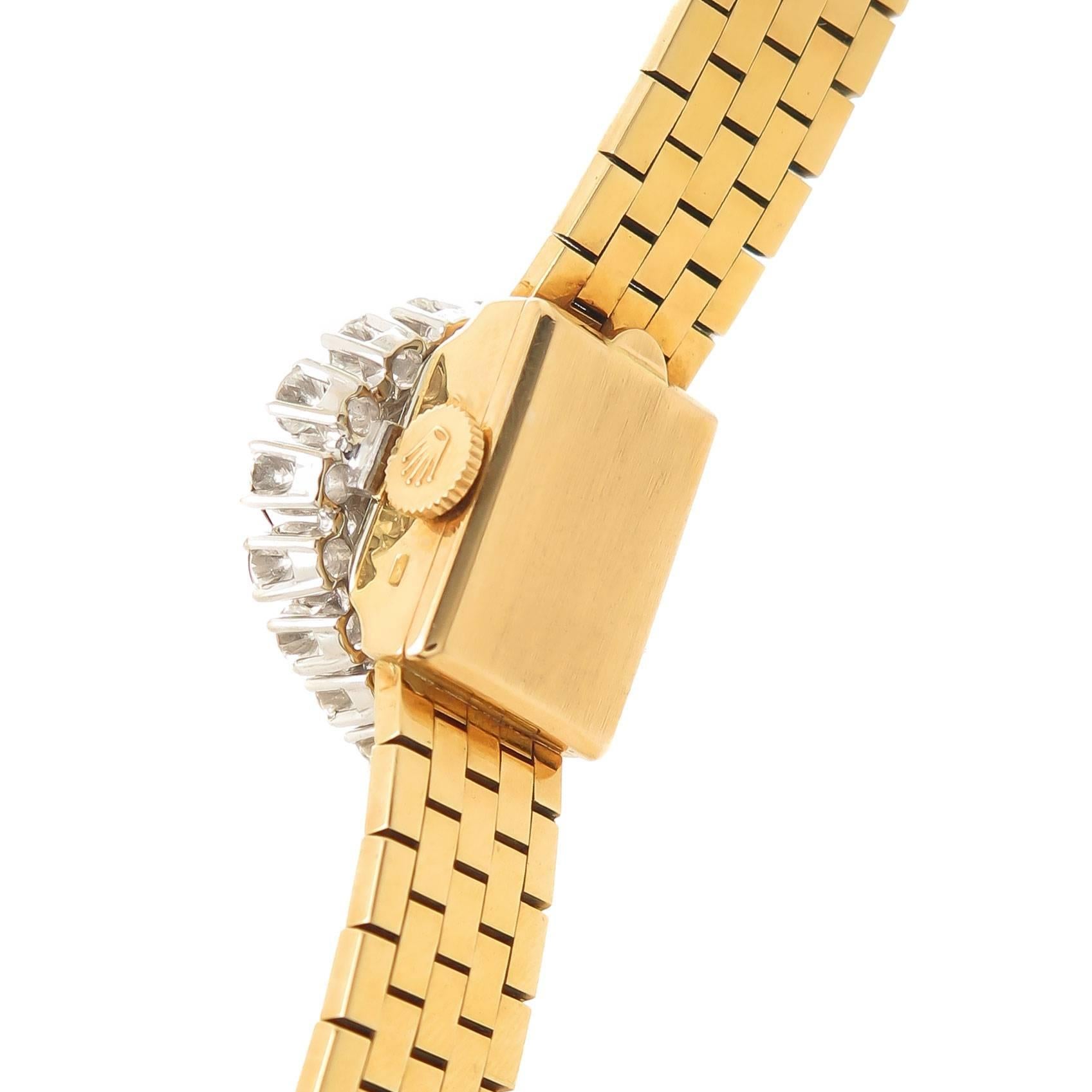 Women's Rolex Ladies Yellow Gold Diamond Covered Bracelet manual Wristwatch
