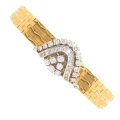 Retro Rolex Ladies Yellow Gold Diamond Covered Bracelet manual Wristwatch