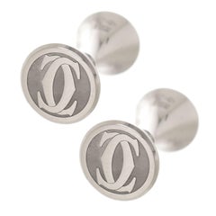 Boutons de manchette Cartier Diabolo en argent massif