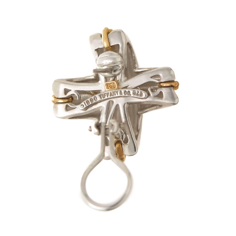 Tiffany and Co. Large Gold and Silver Signature X Earrings at 1stDibs