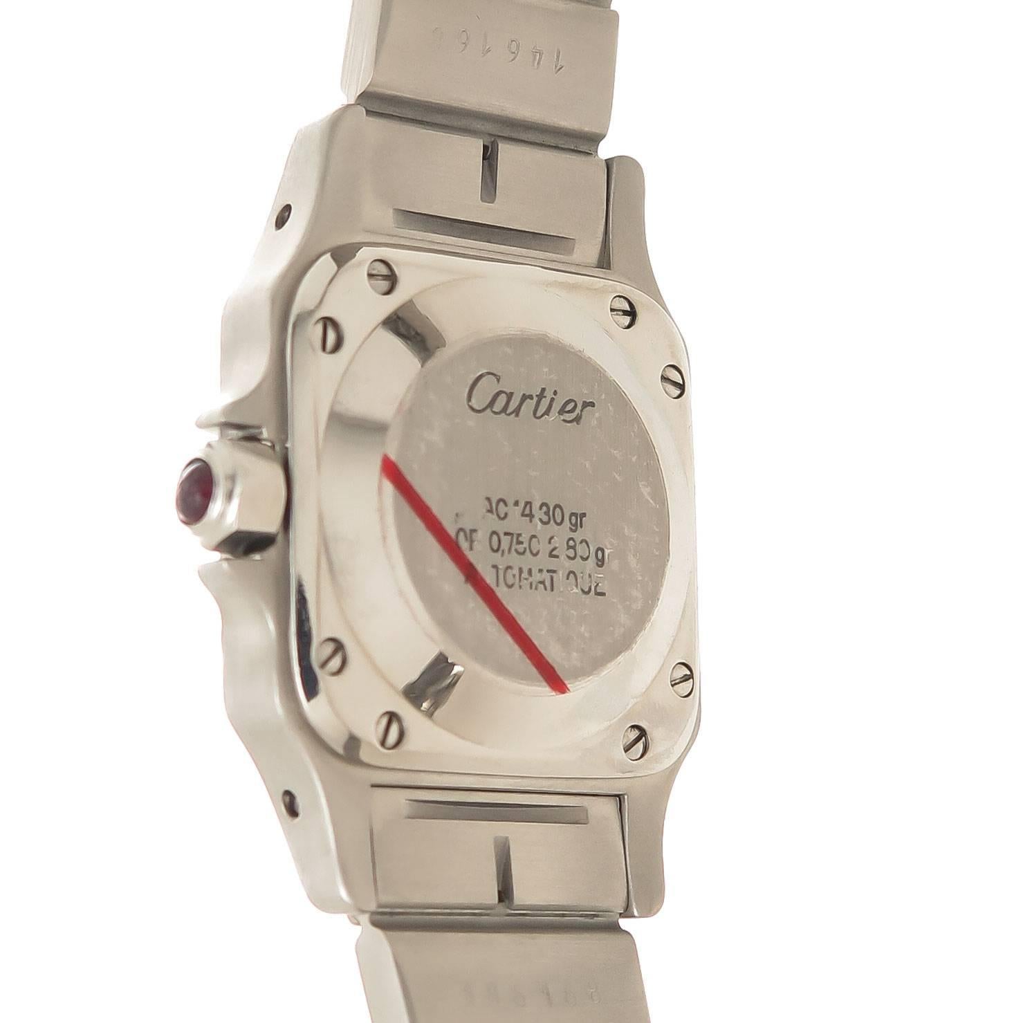  Cartier Ladies Yellow Gold stainless Steel Santos Red Dial Automatic Wristwatch Pour femmes 