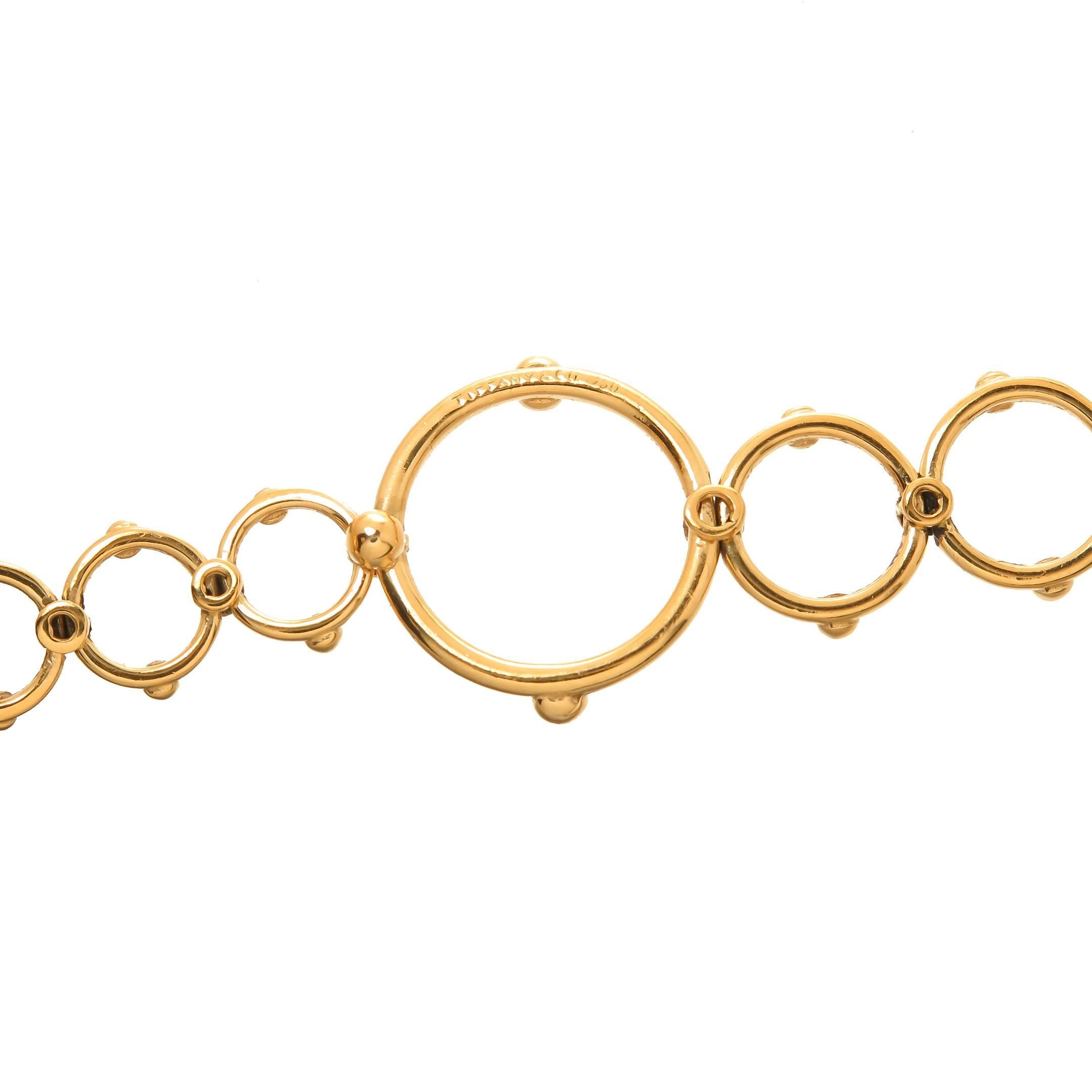 Tiffany & Co. Yellow Gold Long Circles Necklace In Excellent Condition In Chicago, IL